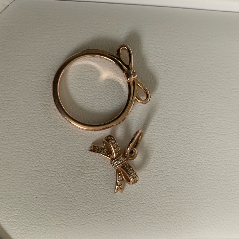 Pandora Rose Gold Bow Ring and Pendant